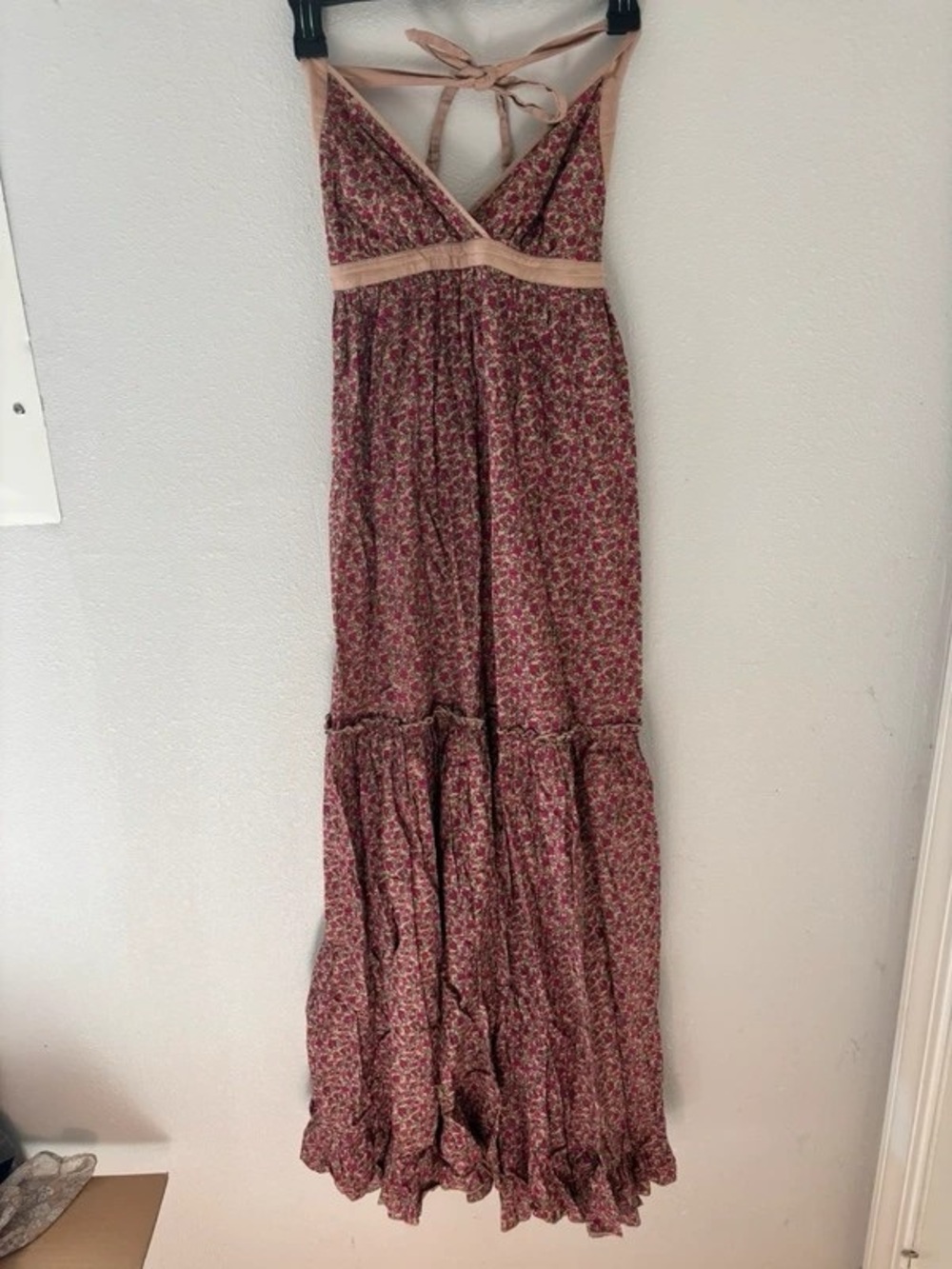 Boho Halter Maxi Dress in Dusty Rose Floral